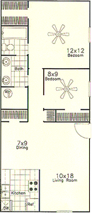 Misty Square - Two Bedroom / One Bath - 728 Sq. Ft.*